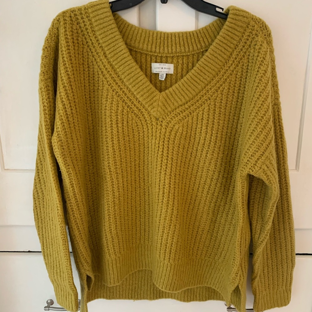 Cozy V-Neck Sweater in Mustard by Lucky Brand